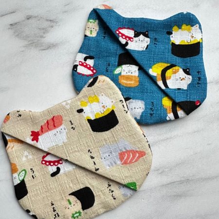Japanese Sushi Cat Corner Bookmark – Fabric Bookmark Set of 2 - Gift Ready