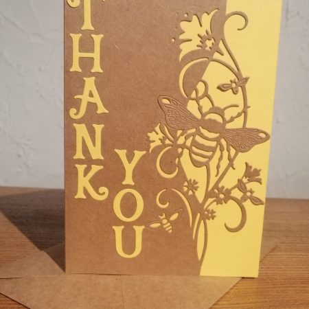 "Thank You" card with a bee theme