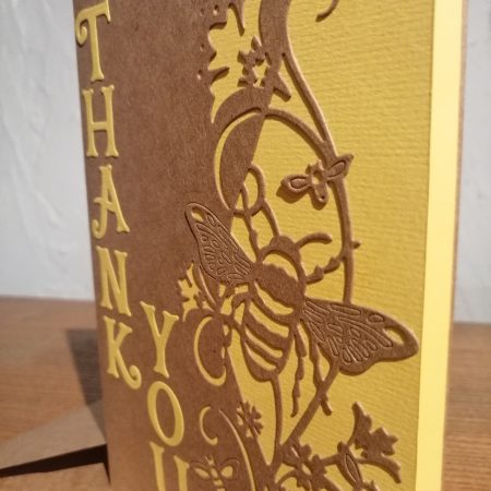 "Thank You" card with a bee theme