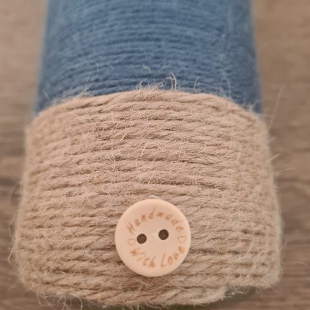 Upcycled Glass Jar Vase,Gunmetal Grey Yarn & Jute Twine Wrap