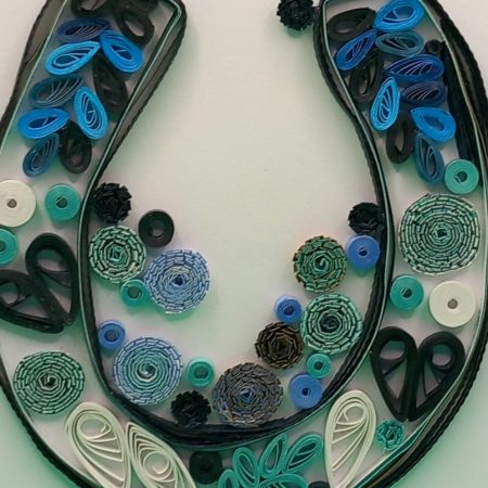 Wedding Congratulations Card. Handmade quilled horseshoe design.