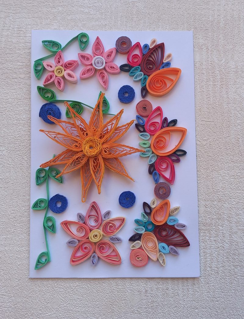Greetings card handmade quilled design both blank inside