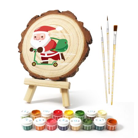 DIY Wood Art Paint by Number Kit | Santa on Scooter
