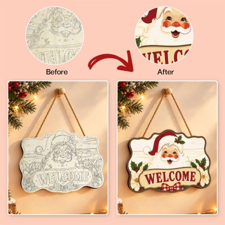 Wooden Christmas Paint by Number Sign