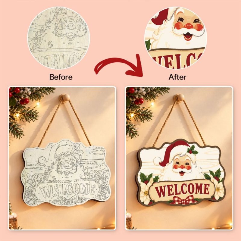 Wooden Christmas Paint by Number Sign