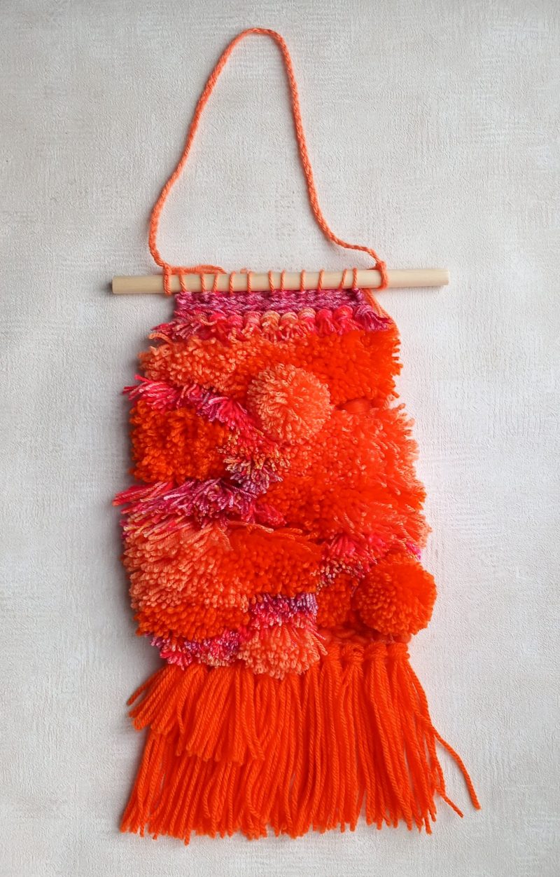 Woven wall hanging, handmade.