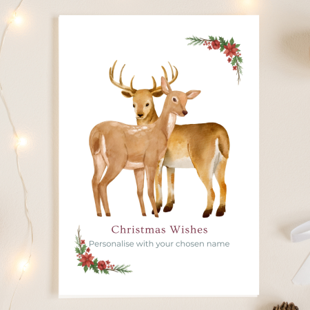 Personalised Christmas Card, Two Deer's illustration
