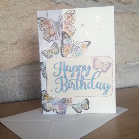 "Happy Birthday" handmade card with beautiful butterflies
