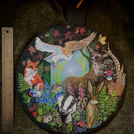 Woodland slate platter, hand painted, 35cm
