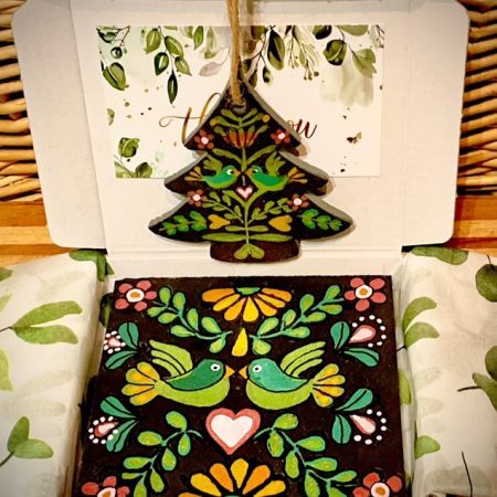 nordic christmas slate coaster and tree hanger