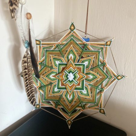 Handmade Ojo de Dios Wall Hanging, Geometric Yarn Mandala, Boho Home Decor