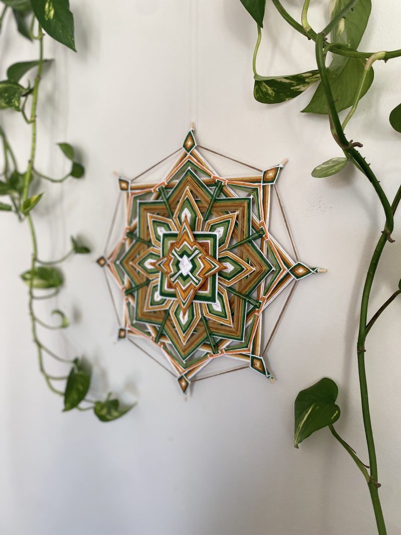 Handmade Ojo de Dios Wall Hanging, Geometric Yarn Mandala, Boho Home Decor
