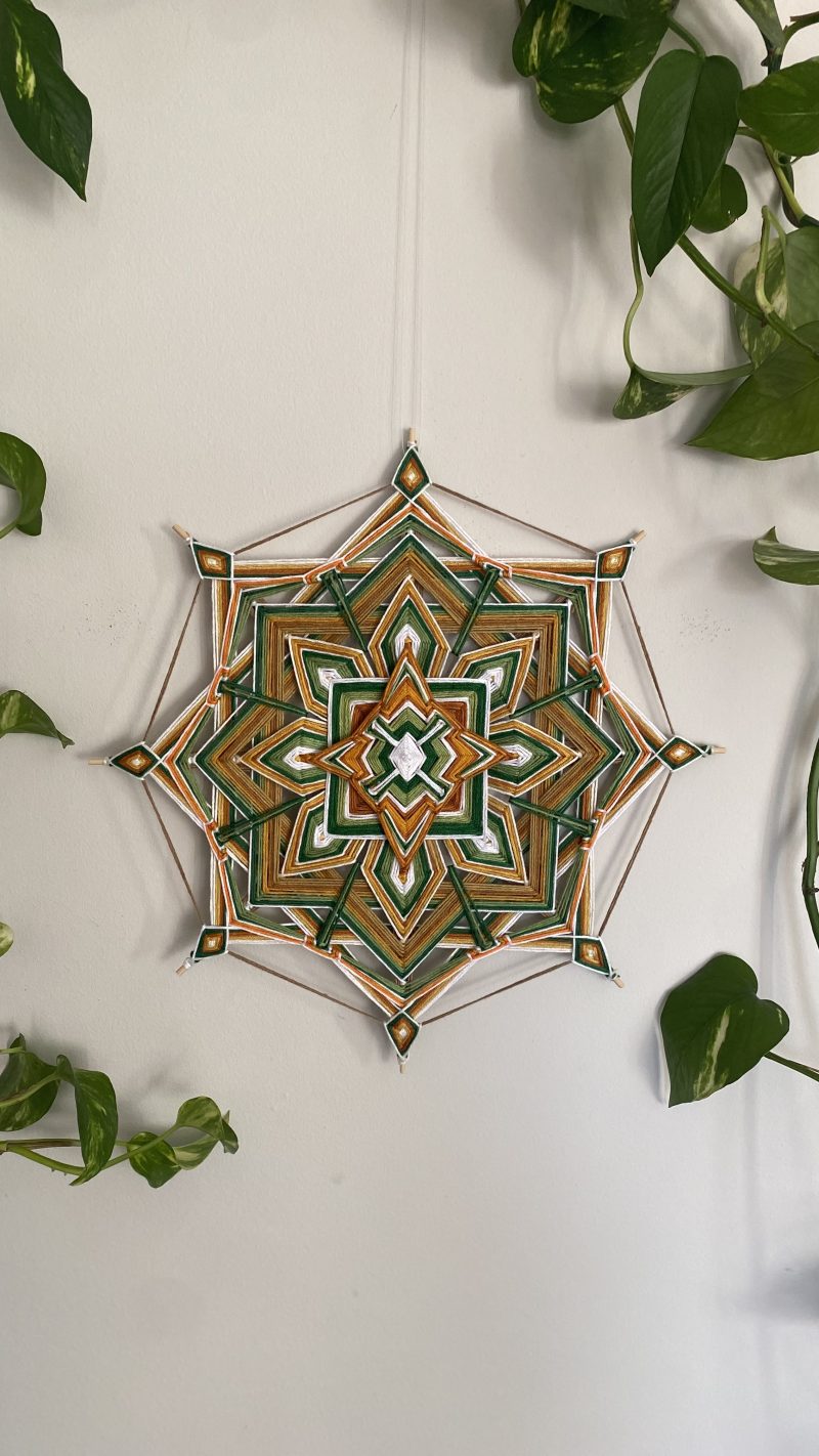 Handmade Ojo de Dios Wall Hanging, Geometric Yarn Mandala, Boho Home Decor