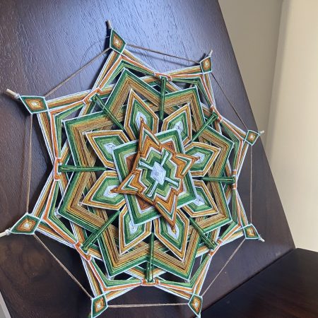 Handmade Ojo de Dios Wall Hanging, Geometric Yarn Mandala, Boho Home Decor