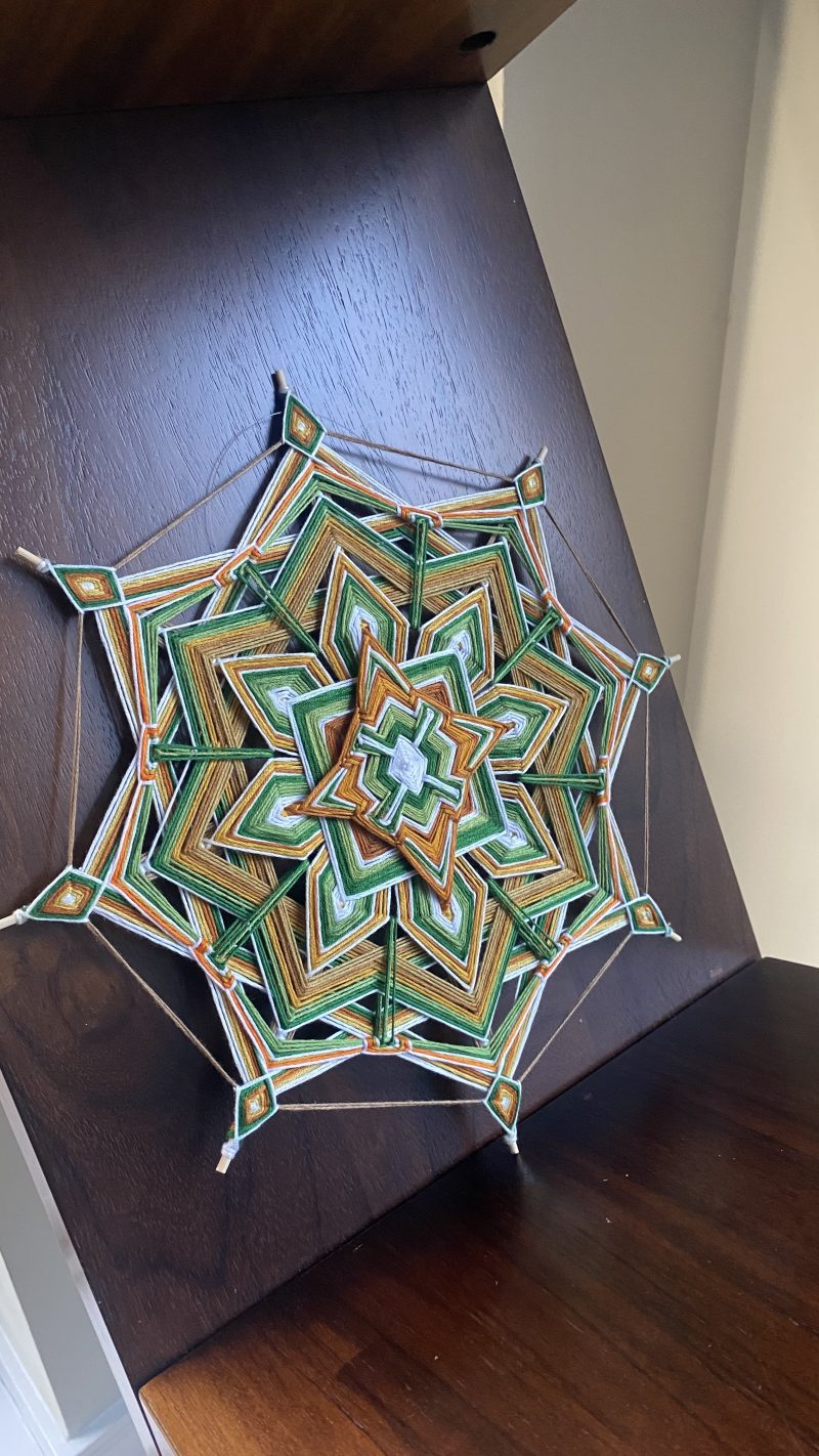Handmade Ojo de Dios Wall Hanging, Geometric Yarn Mandala, Boho Home Decor