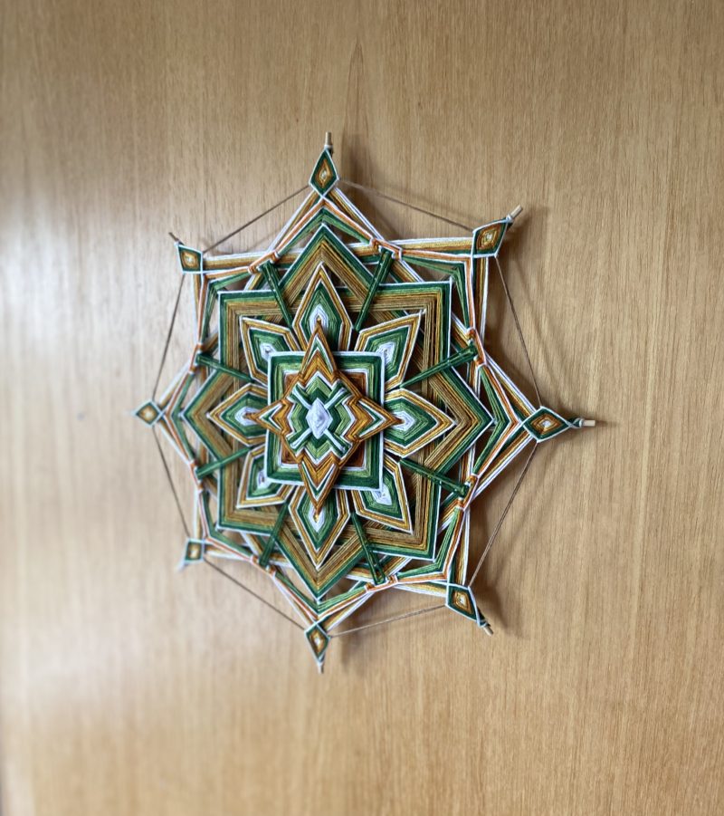 Handmade Ojo de Dios Wall Hanging, Geometric Yarn Mandala, Boho Home Decor