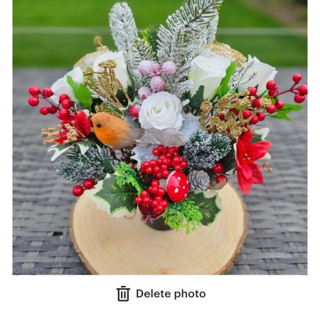 Robin Poinsettia Memorial Grave Pot