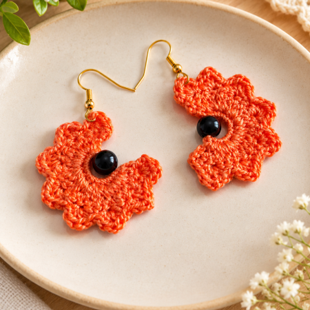 Handmade Crochet Flower Earrings- Lightweight gift for her