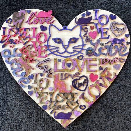 Purr-fect Cat Love Wooden Heart Wall Art