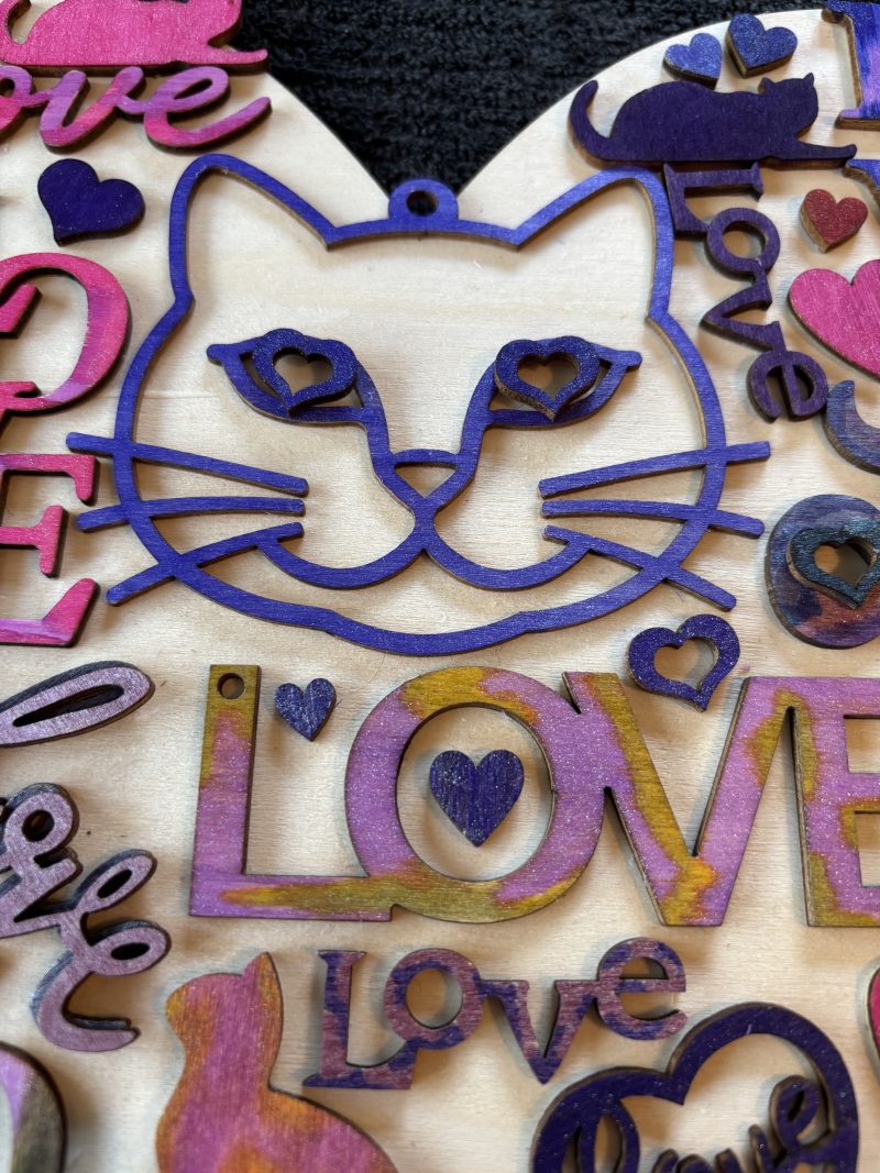 Purr-fect Cat Love Wooden Heart Wall Art