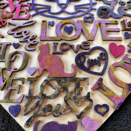 Purr-fect Cat Love Wooden Heart Wall Art