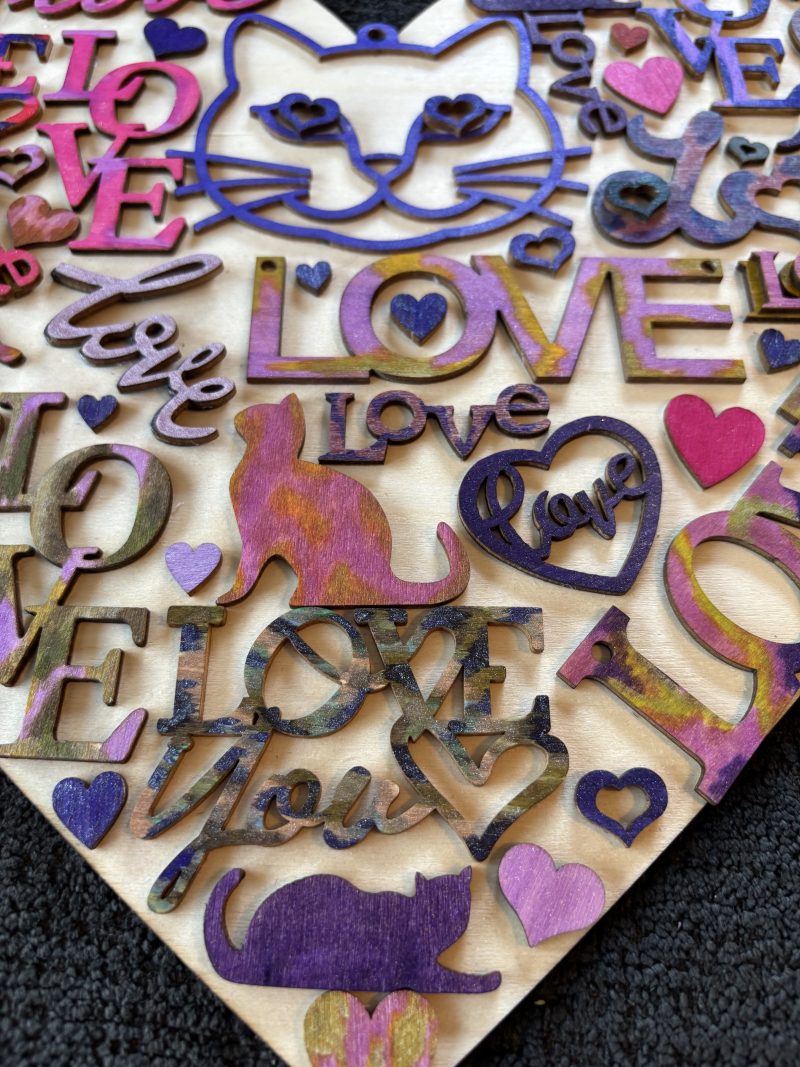 Purr-fect Cat Love Wooden Heart Wall Art