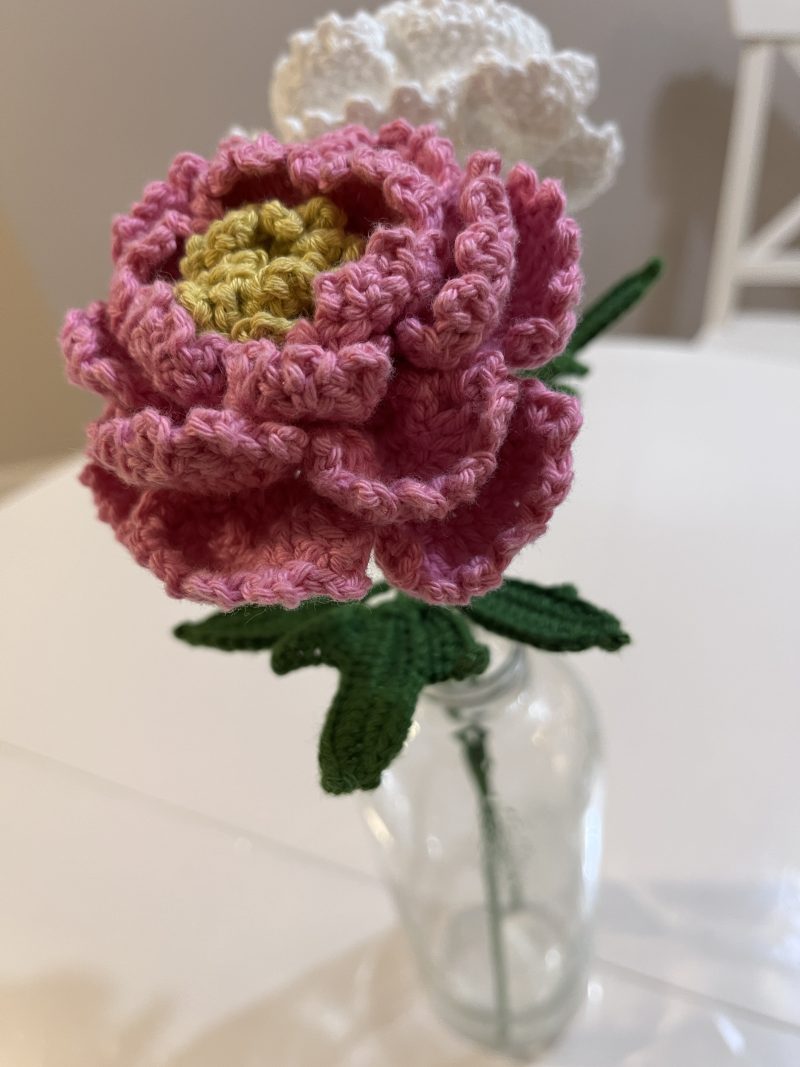 Handmade Crochet Peony Flowers - Set of 2