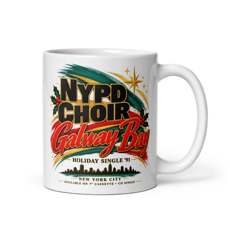 The Pogues Fairytale of New York Christmas Mug – 11oz White Ceramic NYPD Choir Galway Bay Retro Music Gift