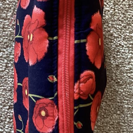 Gorgeous Navy/Red Poppy Floral Fabric Zipped Medium Make Up Bag/Cosmetic Pouch