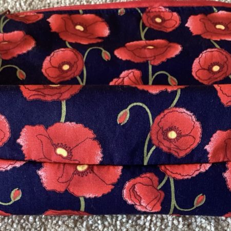 Gorgeous Navy/Red Poppy Floral Fabric Zipped Medium Make Up Bag/Cosmetic Pouch
