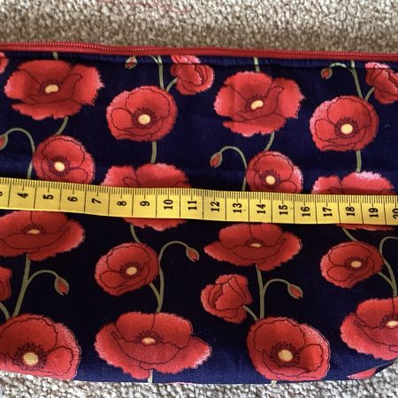 Gorgeous Navy/Red Poppy Floral Fabric Zipped Medium Make Up Bag/Cosmetic Pouch