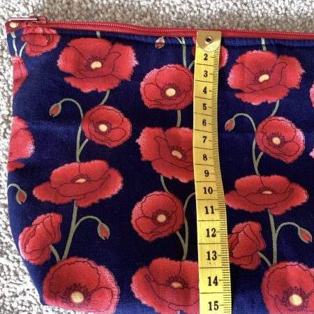 Gorgeous Navy/Red Poppy Floral Fabric Zipped Medium Make Up Bag/Cosmetic Pouch