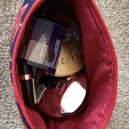 Gorgeous Navy/Red Poppy Floral Fabric Zipped Medium Make Up Bag/Cosmetic Pouch