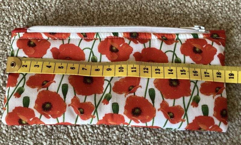 Small Lined Zipped White With Red Poppy, Fabric Jewellery Make Up Bag