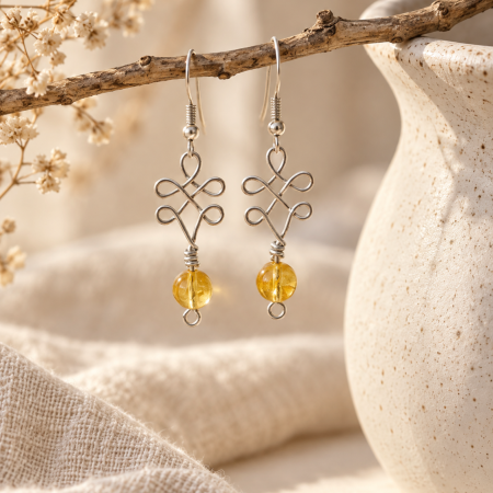 Citrine Celtic Knot Earrings – Handmade Crystal Earrings
