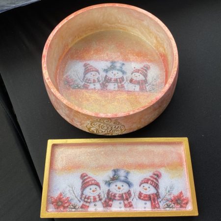 Handmade Christmas bowl & tray set