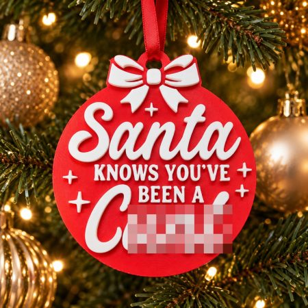 Funny Rude Christmas Bauble – 3D Printed Santa C*nt Decoration