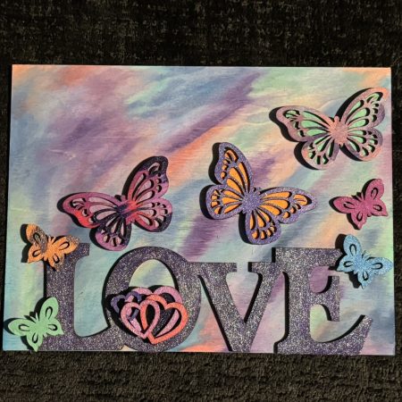 Love Flutters - Blended Acrylic Backdrop, Adoring Wooden Adornment