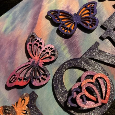 Love Flutters - Blended Acrylic Backdrop, Adoring Wooden Adornment