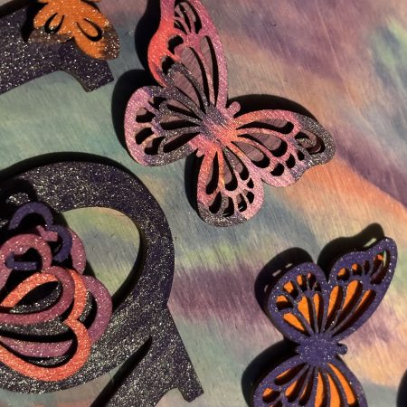 Love Flutters - Blended Acrylic Backdrop, Adoring Wooden Adornment