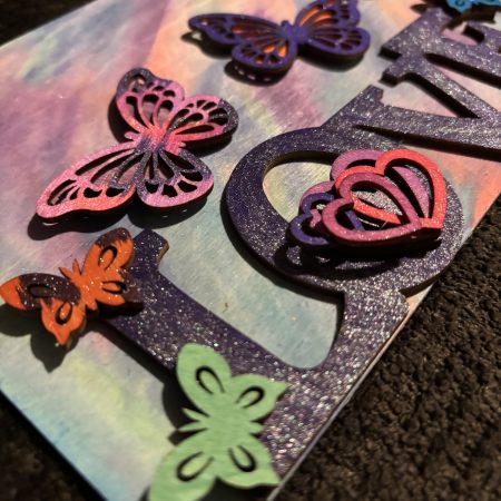 Love Flutters - Blended Acrylic Backdrop, Adoring Wooden Adornment