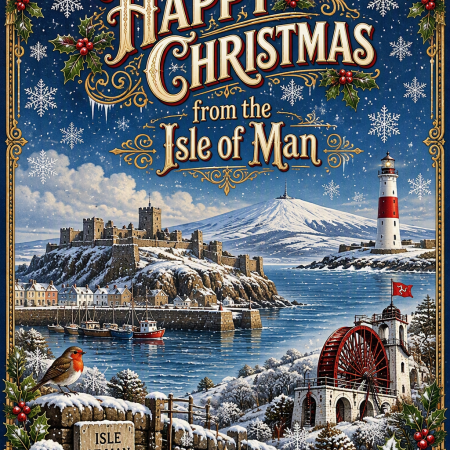 Isle of Man Christmas cards, pack of 10 with envelopes
