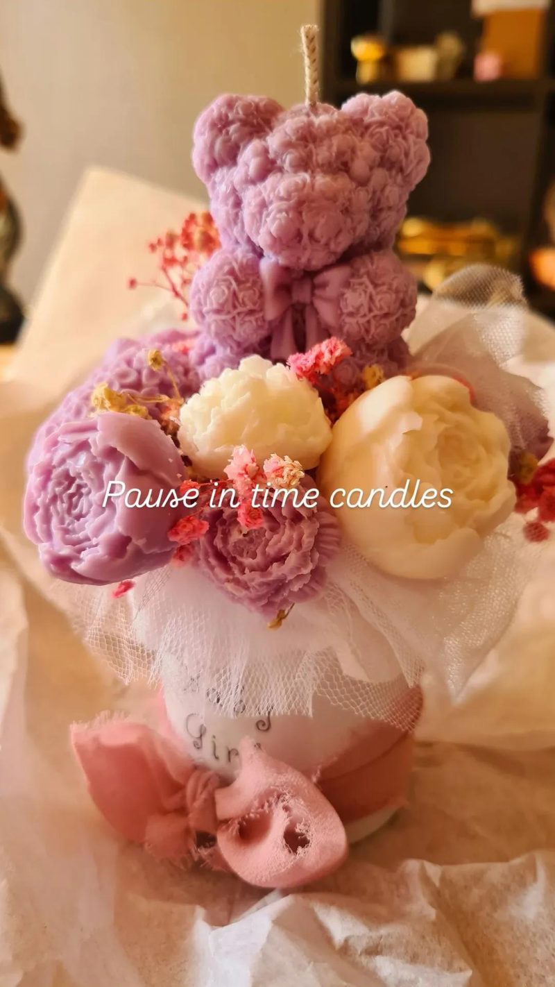 Personalised Floral Candle & Wax Melt Bouquet – Custom Soy Wax Gift Box