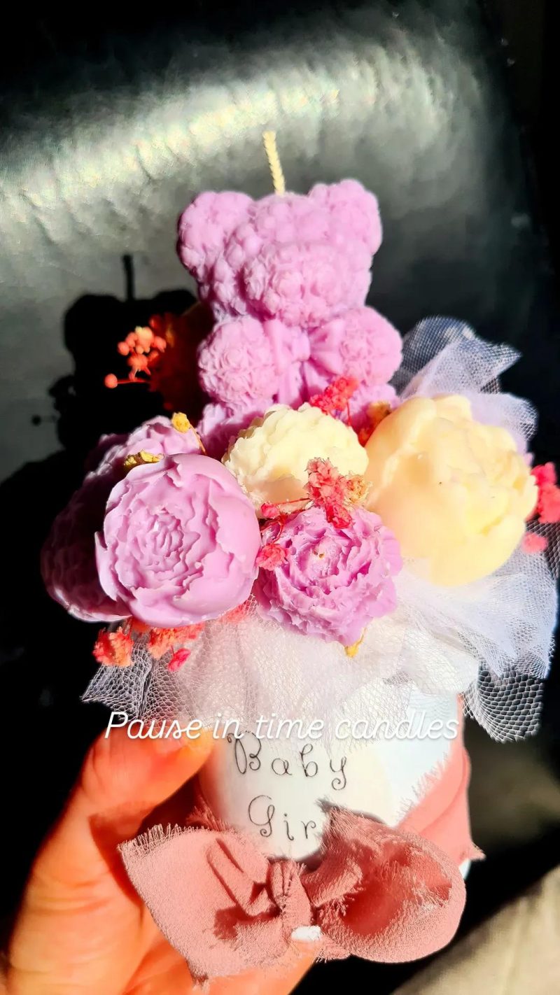 Personalised Floral Candle & Wax Melt Bouquet – Custom Soy Wax Gift Box