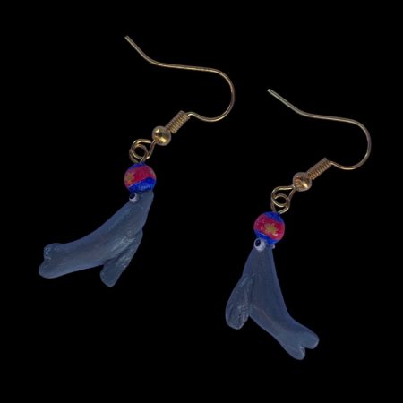 Hand-sculpted and painted sea lion earrings with stainless steel hooks
