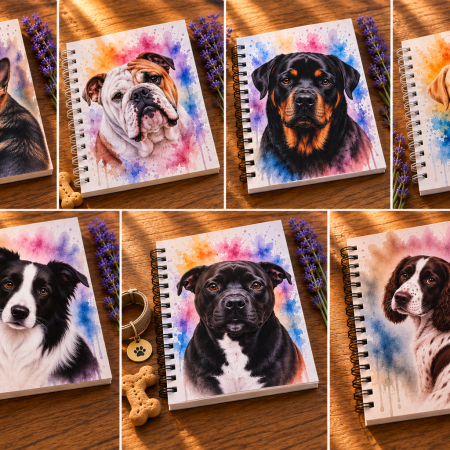 Dashing Dogs Collection – Part 2: Big & Beautiful – Handmade A5 Spiral Bound Notebook