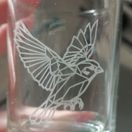 One little bird glass engraved candle holder