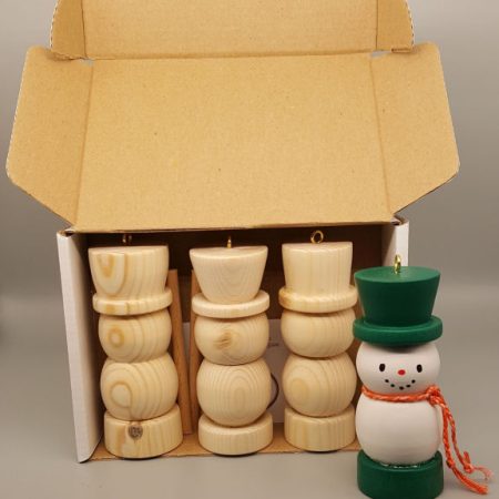 Hand Turned Wooden Snowman to Paint Yourself, with Painting Stick