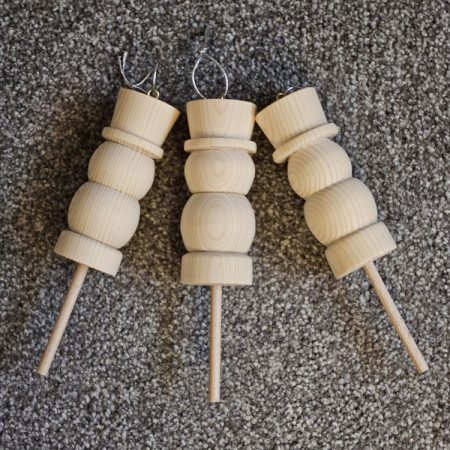 Hand Turned Wooden Snowman to Paint Yourself, with Painting Stick