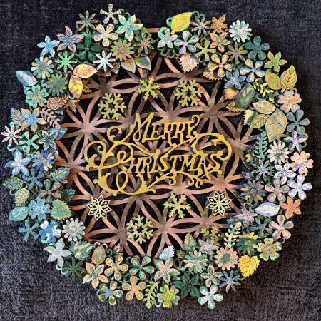 Wooden Christmas Wreath, 26x26cm, Layered 3D Design